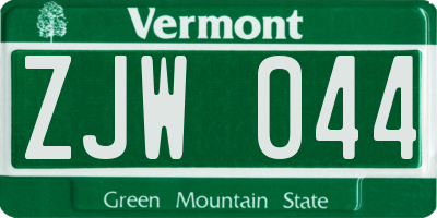 VT license plate ZJW044