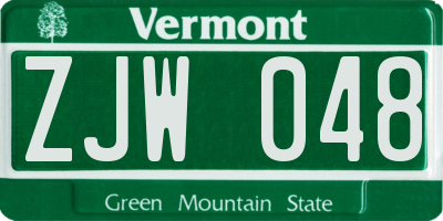 VT license plate ZJW048