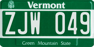 VT license plate ZJW049