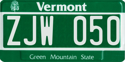 VT license plate ZJW050