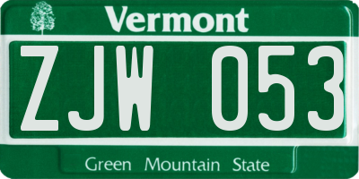 VT license plate ZJW053