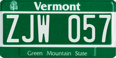 VT license plate ZJW057