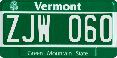 VT license plate ZJW060