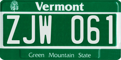 VT license plate ZJW061