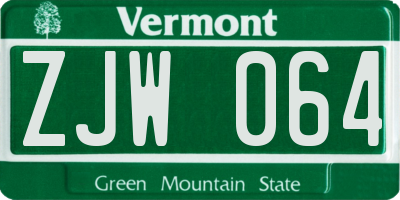 VT license plate ZJW064