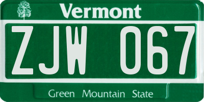 VT license plate ZJW067