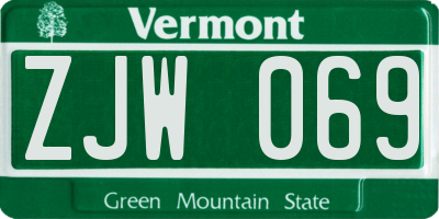 VT license plate ZJW069