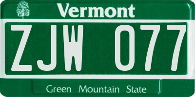 VT license plate ZJW077