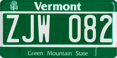 VT license plate ZJW082