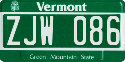 VT license plate ZJW086