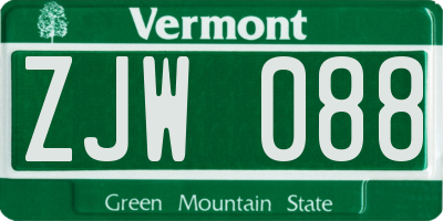 VT license plate ZJW088