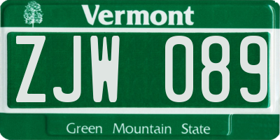 VT license plate ZJW089