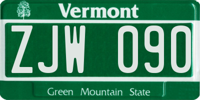VT license plate ZJW090