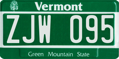 VT license plate ZJW095