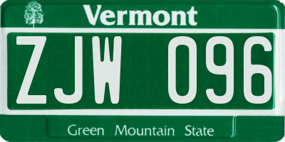 VT license plate ZJW096