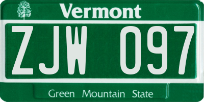 VT license plate ZJW097