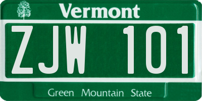 VT license plate ZJW101