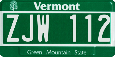 VT license plate ZJW112