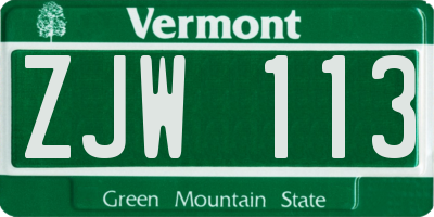 VT license plate ZJW113