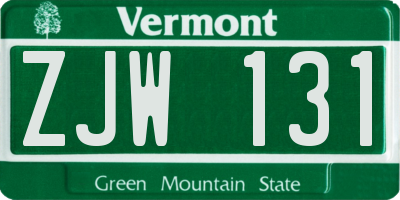 VT license plate ZJW131