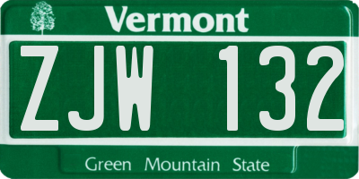 VT license plate ZJW132