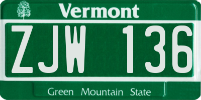 VT license plate ZJW136