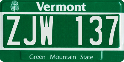 VT license plate ZJW137