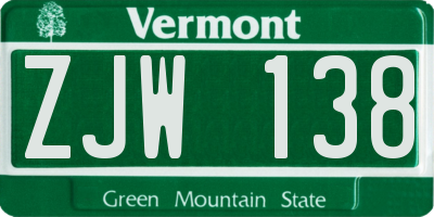 VT license plate ZJW138