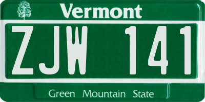VT license plate ZJW141