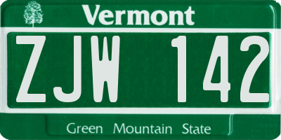 VT license plate ZJW142