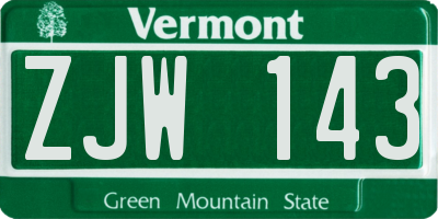 VT license plate ZJW143