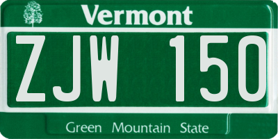 VT license plate ZJW150