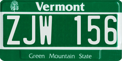 VT license plate ZJW156