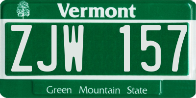 VT license plate ZJW157
