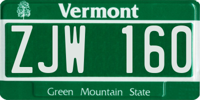 VT license plate ZJW160