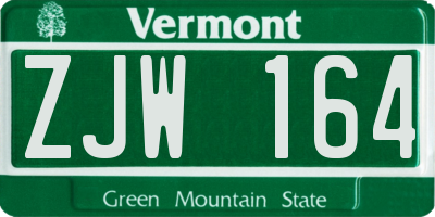 VT license plate ZJW164