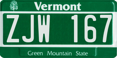 VT license plate ZJW167