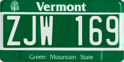 VT license plate ZJW169
