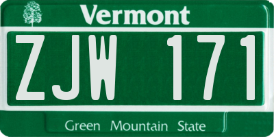 VT license plate ZJW171