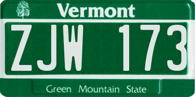VT license plate ZJW173