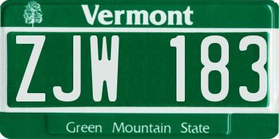 VT license plate ZJW183