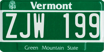 VT license plate ZJW199