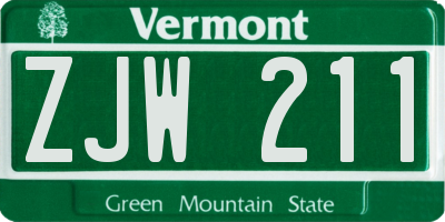 VT license plate ZJW211