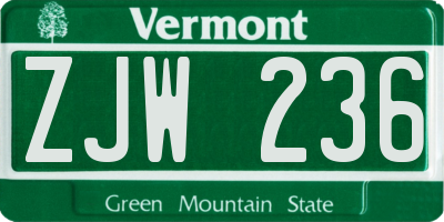 VT license plate ZJW236