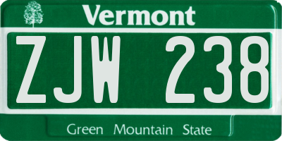 VT license plate ZJW238