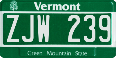 VT license plate ZJW239