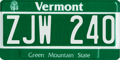 VT license plate ZJW240