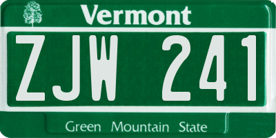 VT license plate ZJW241