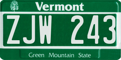 VT license plate ZJW243