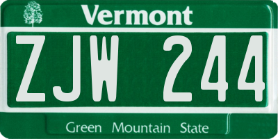 VT license plate ZJW244
